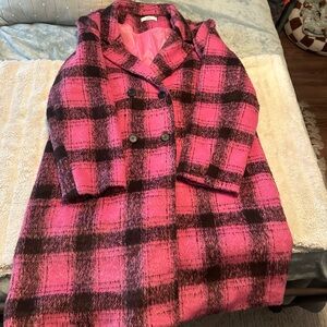 TALULAH Pink Plaid Pea Coat